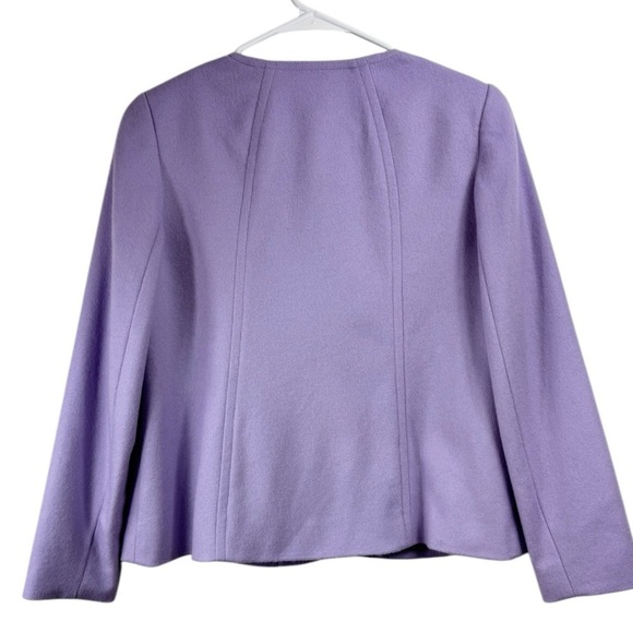 Talbots Petites Size 2P Blazer Jacket Wool Blend Scalloped Front Purple - Picture 2 of 8